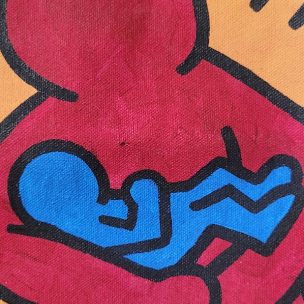 Artisan Keith Haring Mother and Baby Canvas Tote - Picture 2 of 11